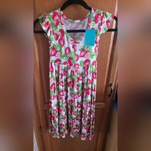Posh Peanut Strawberry Print Cap Sleeve Dress Dress 10Y NwT